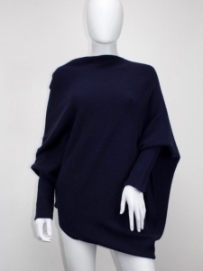 Asymmetric Fine Knit jumper - Navy